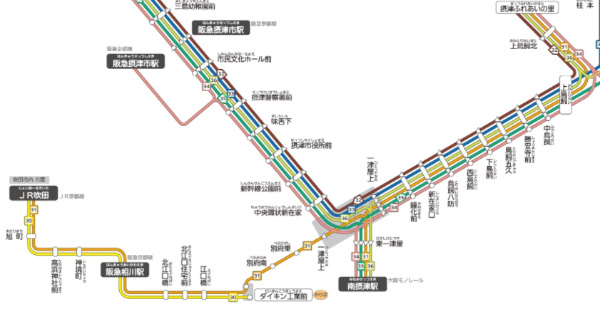 阪急バスの吹田摂津線、柱本線