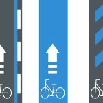 旭通商店街にある車道に自転車通行帯が設置されました。